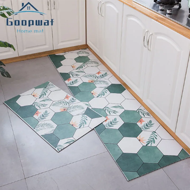 

Modern Bathroom Entrance Door Mat Kitchen Pvc Leather Oil Proof Floor Mat Home Decoration Corridor Floor Mat Bedroom FloorCarpet