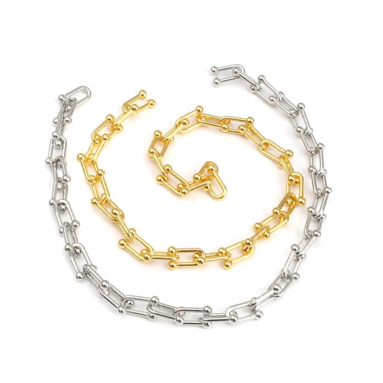 1 M U-shaped  Links Chains Zinc Based Alloy Link Chain Findings Gold Color Silver Color 15x9mm For DIY Necklace Bracelet Making