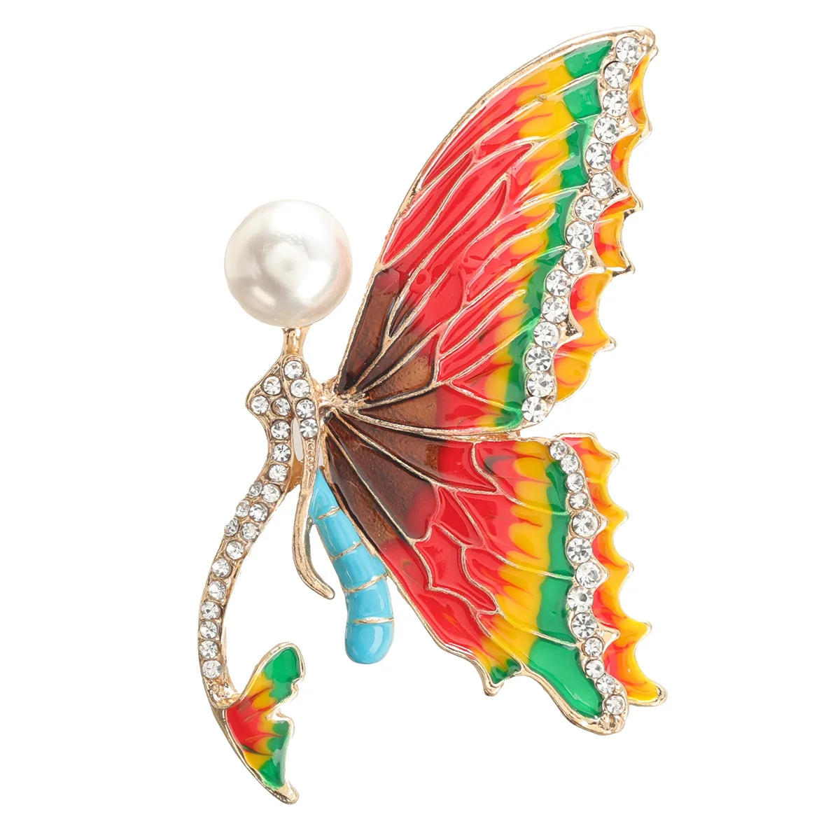 

Dainty Female Enamel Butterfly Stone Brooch Charm Gold Color Jewelry Brooch For Women Cute White Pearl Pin Dress Coat Accessory