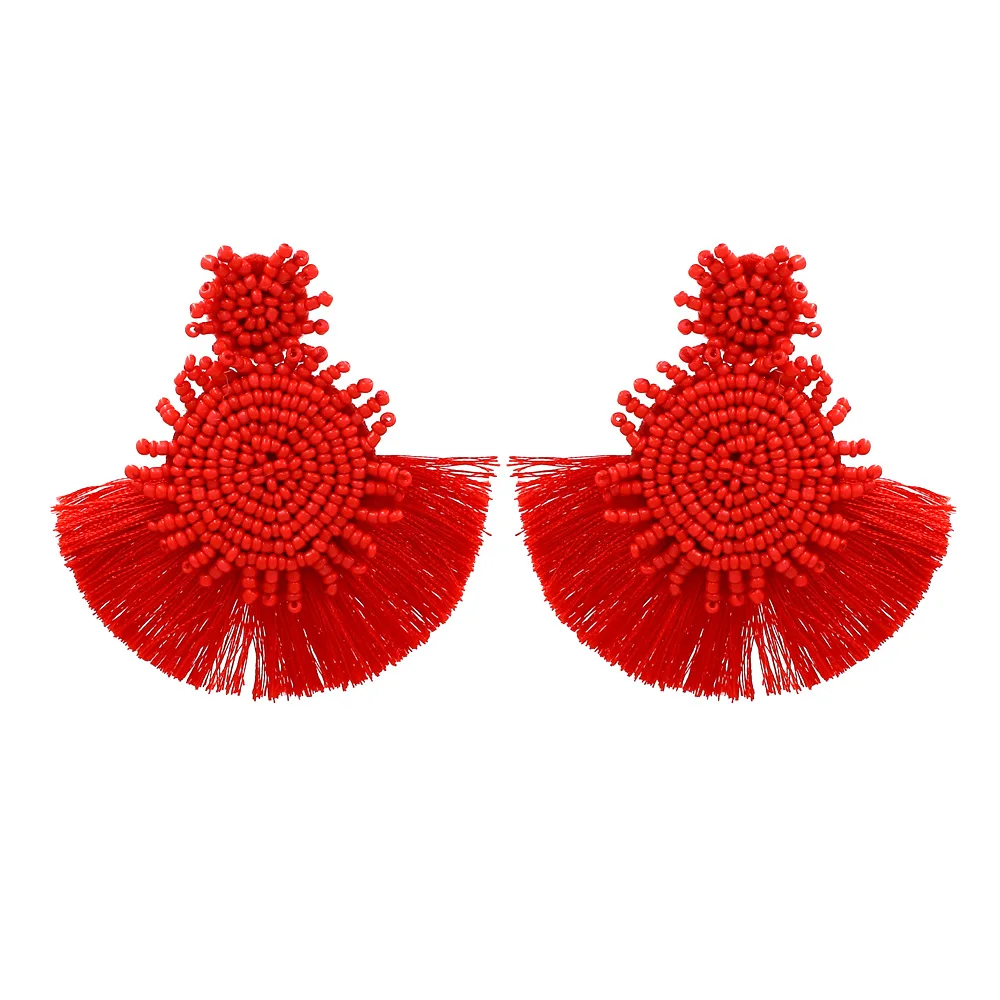 

bead drop earrings hand-made women 2019 fashion earrings fashion lady tassel earrings