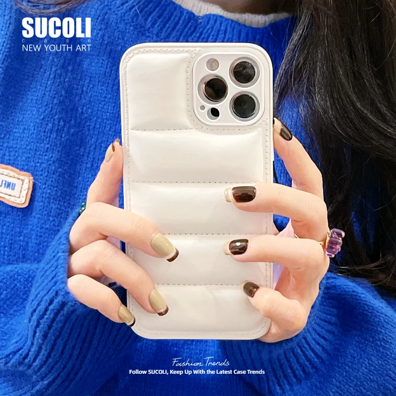

New Style Down Jacket Case For iPhone 11 12 13 Pro MAX XR X XS MAX 7 8 Plus SE 2020 Cover for Women Luxury Cool Unique Designer