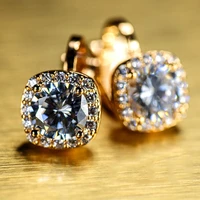 new luxury white zircon earrings bohemian gold clip on ladies small earrings retro crystal womens wedding earrings