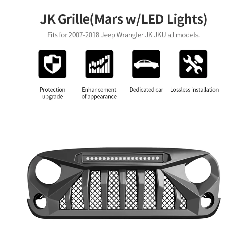 Матовая Черная передняя решетка Mars W светодиодный светодиодные фары для