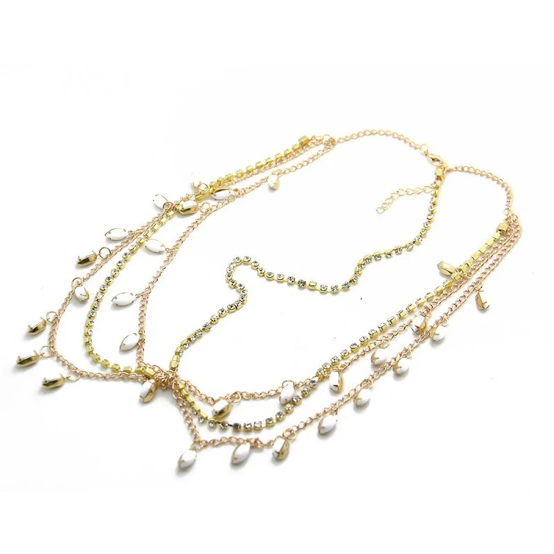 

White Gemstone Fringe Multi-layer Diamond-studded Headband Wedding Hair Accessories Bridal Headdress YSAN837