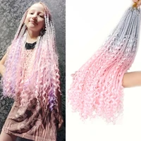 mtmei hair goddess crochet braids 22 bohemian box braiding hair extensions grey blue pink messy box braids 12strands per pack