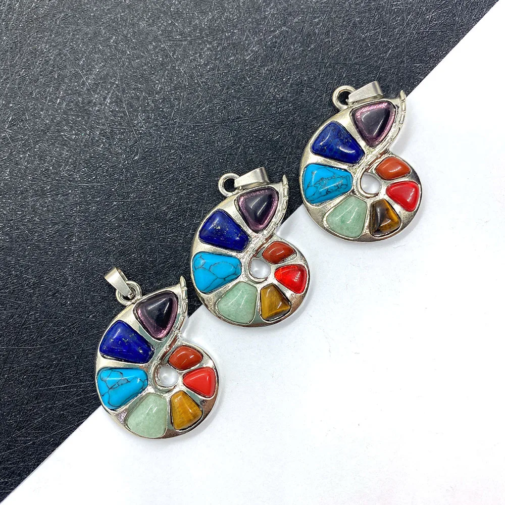 

Natural Stone Snail Shape Semi-precious Stone Pendant for DIY Jewelry Making, Bracelet and Necklace Accessories, Size 28x38mm