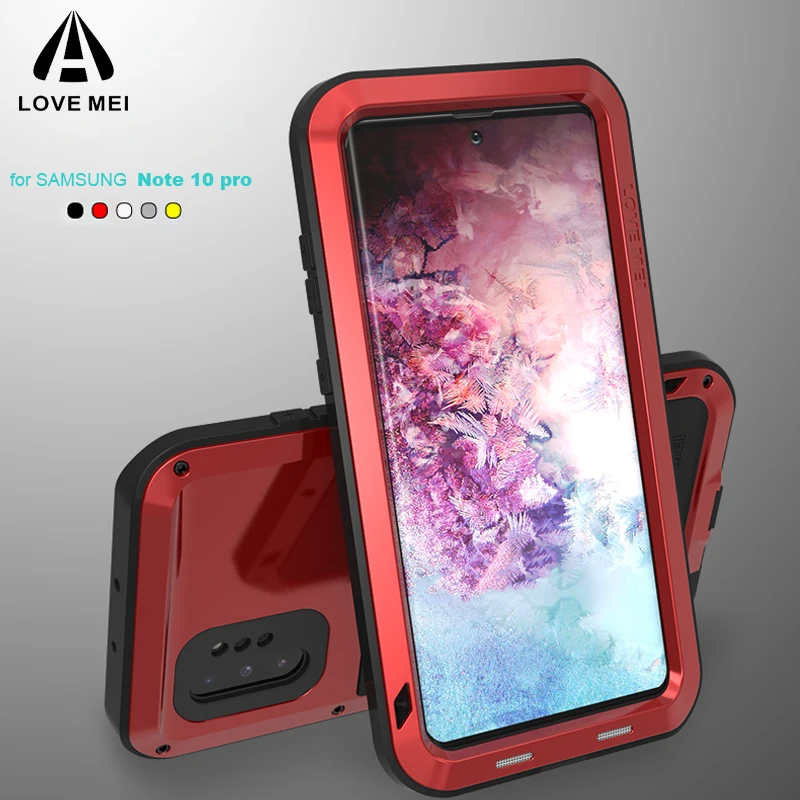 Чехол LOVE MEI для Samsung Note 10 водонепроницаемый металлический мощный чехол телефона