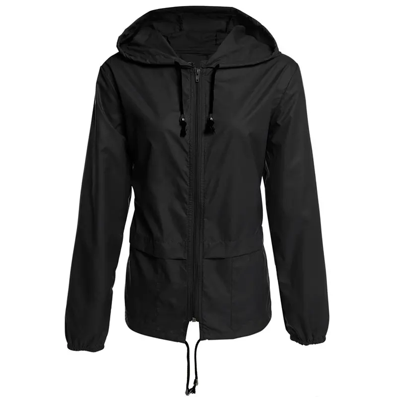 

Women Lightweight Rain Hooded Jackets Outdoor Packable Waterproof Hooded Zippers Raincoat Fashion Hiking Clothes Hot