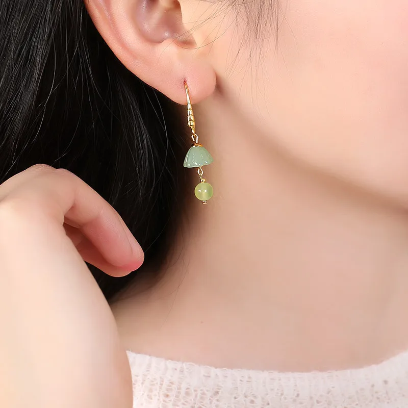 Серьги-подвески женские с маленьким камнем в античном стиле | Украшения и