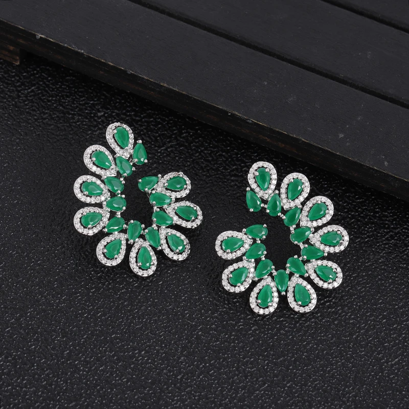 Оригинальные Роскошные серьги гвоздики с фианитом класса ААА прозрачный цветок