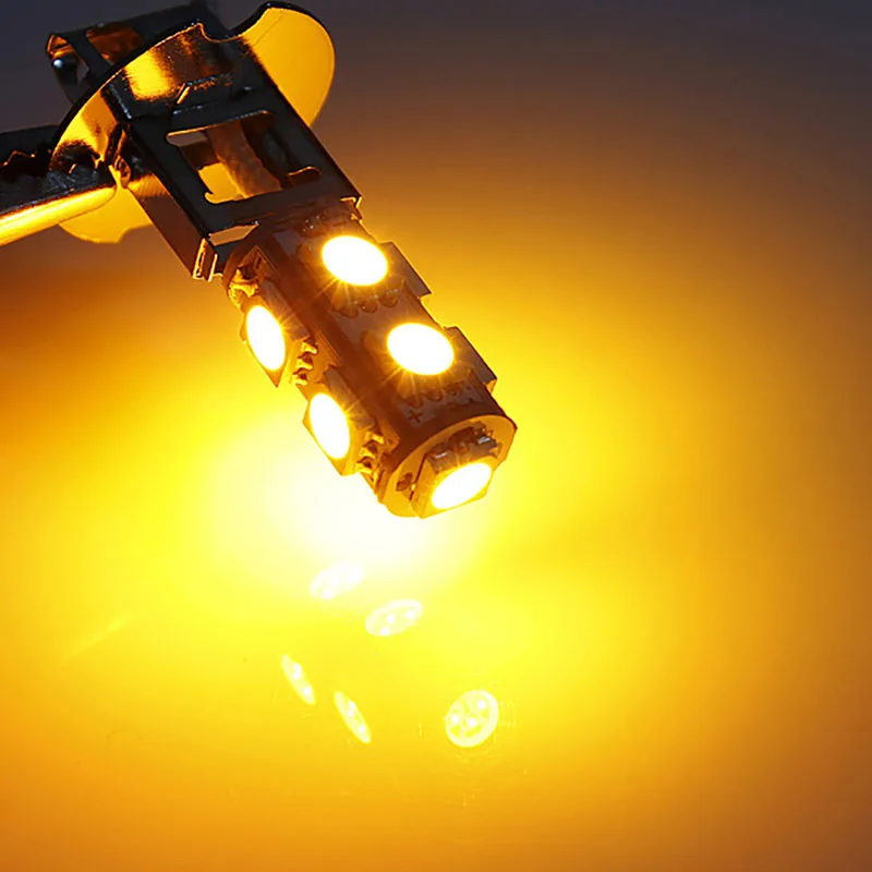 

2022 New 1PC DC 12V H3 5050 9 LED Cornering lamp Fog Head Light Lamp Bulb Pure Yellow