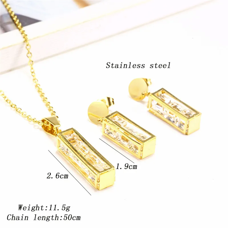 Gold color OUFEI стрекоза с кристаллами ожерелье набор серег для женщин ювелирные изделия из нержавеющей стали Женская мода серьги женские аксессуары - Окраска металла: Gold color