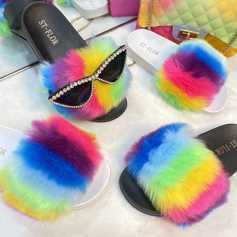 

Женские тапочки 2021 Летняя женская обувь с плоской подошвой с накладкой поверх каблука; Сандалии с меховой отделкой обувь на платформе; Женс...