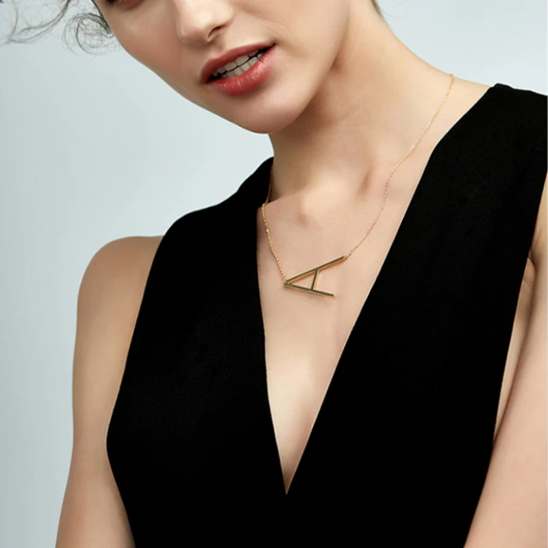 26 букв ожерелья подвески алфавит золотой цвет нержавеющая сталь колье цепочка