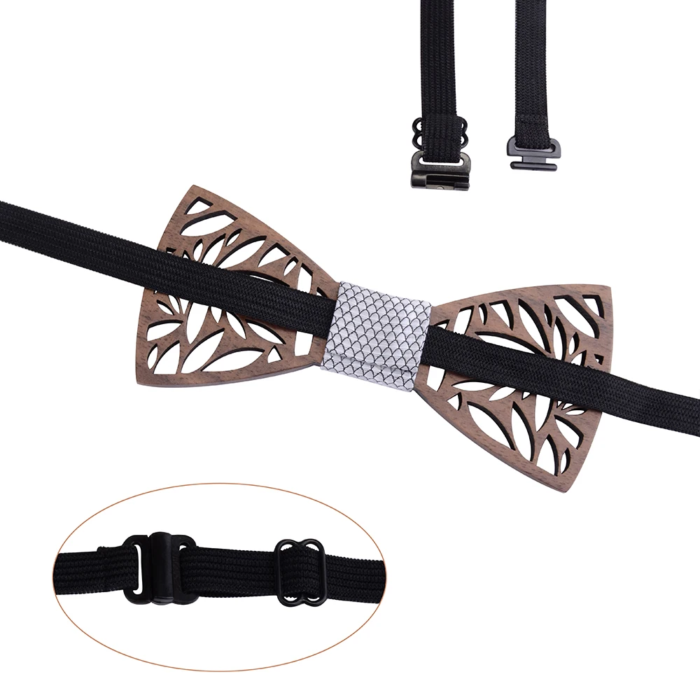 Цветочный полый деревянный галстук бабочка для мужчин Шелковый Карманный