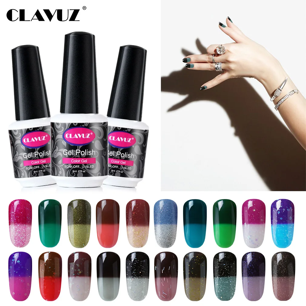 CLAVUZ 8 мл меняющий Цвет УФ-светодиодный Гель-лак для ногтей замачиваемый