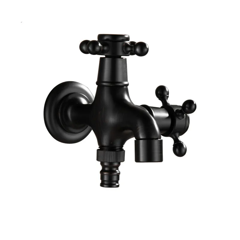 

High quality Black Oil Rubbed Bronze double using washing machine faucet bathroom corner faucet tap garden outdoor mixer