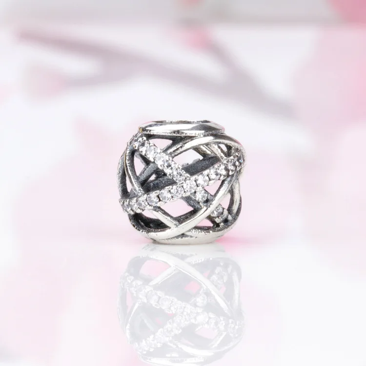 

Amas Genuine 925 sterling silver Hollow cross galaxy diamond charms fit original bracelet DIY Jewelry