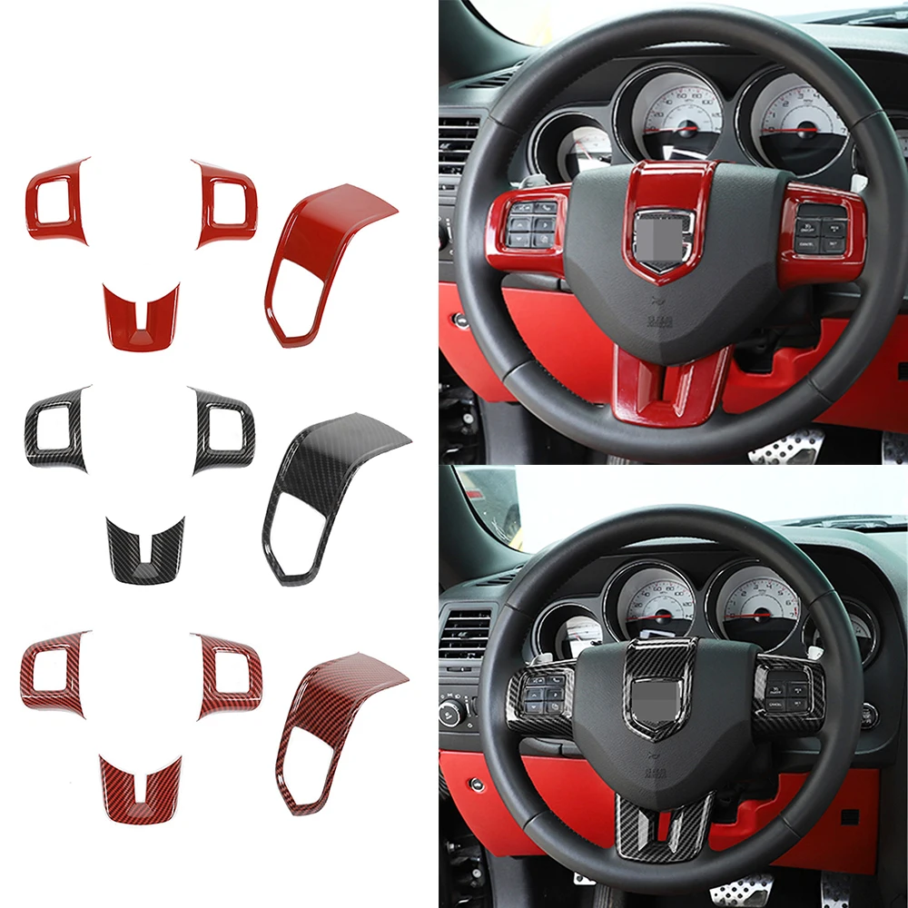 

ABS Interior Steering Wheel Cover Decorative Trim Fit for Dodge Challenger 2009-2014 Car Accessories