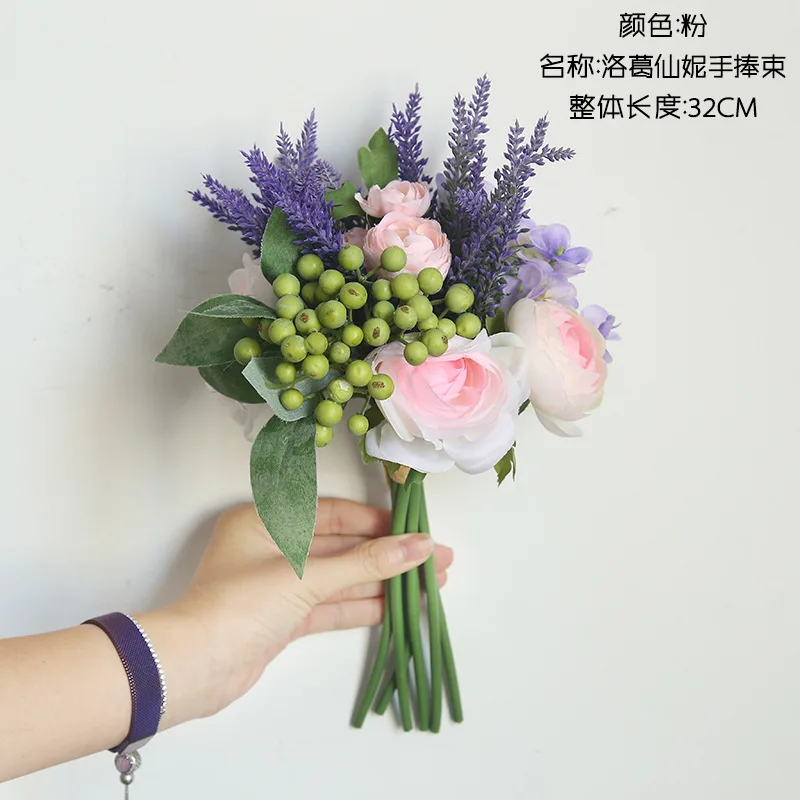 

Artificial Lavender Flower Peony fake flowers Bridal Bouquet Wedding INS style holding flowers Hydrangea flower Home Decor