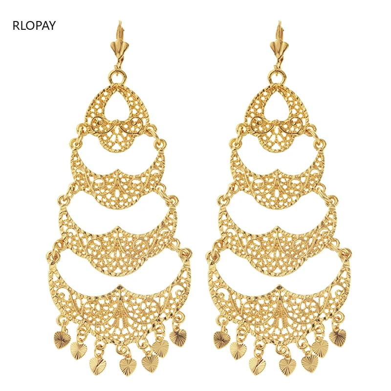 

Luxury Gold Plated Tassel Drop Earring for Women Fashion Banquet Jewelry French Hook Dangle Earrdrop Gifts