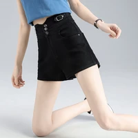 2021 summer womens new high waist slim and loose denim shorts