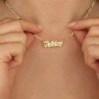 Женское Ожерелье из нержавеющей стали, золотая цепочка Фигаро с индивидуальным названием, изысканный подарок, 2021