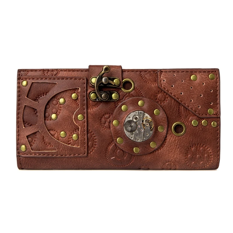 Креативный кожаный женский кошелек в стиле ретро стимпанк винтажная сумка