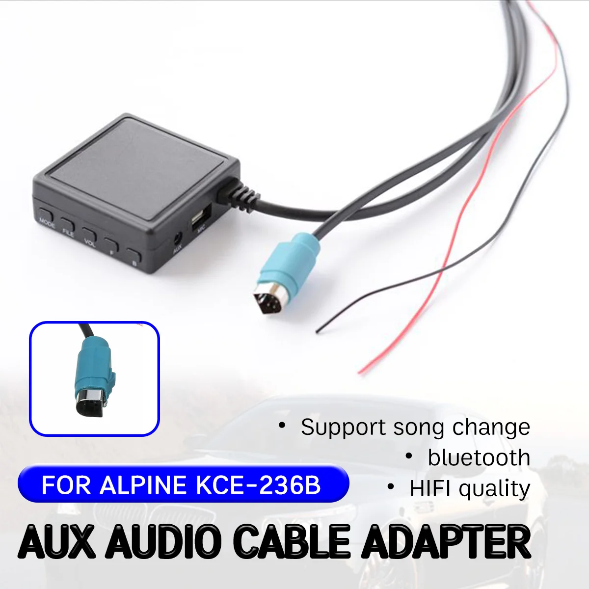 

Для Alpine CD хост KCE-236B 9870/9872 кабель с USB, микрофоном Hands-free Aux адаптер bluetooth Aux приемник