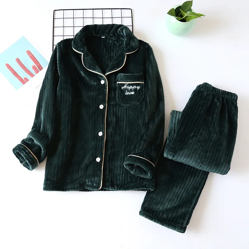 Новый Зимний утолщенный фланелевый Пижамный костюм для пар мужчин и женщин