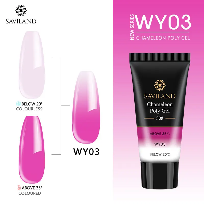 SAVILAND 30g Color Changing Poly Gel Acryl Gel UV Builder Gel Clear Pink Varnish Soft No Burnning Cover Natural Gel Polish - Цвет: WY03