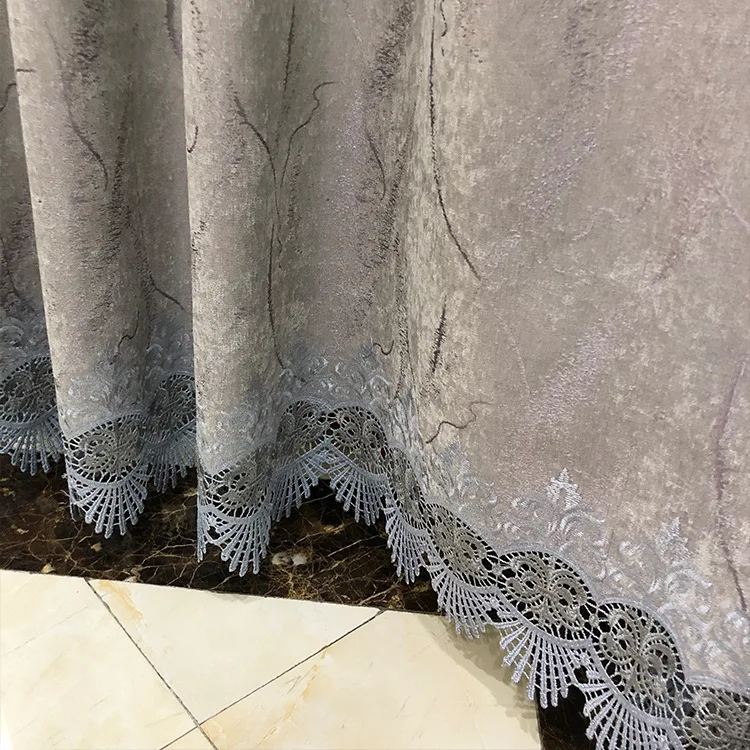 

Chenille Curtains for Living Dinig Room Bedroom Nordic NewHollow High-end Finished Custom Embroidery Curtain Fabric MordenTulle