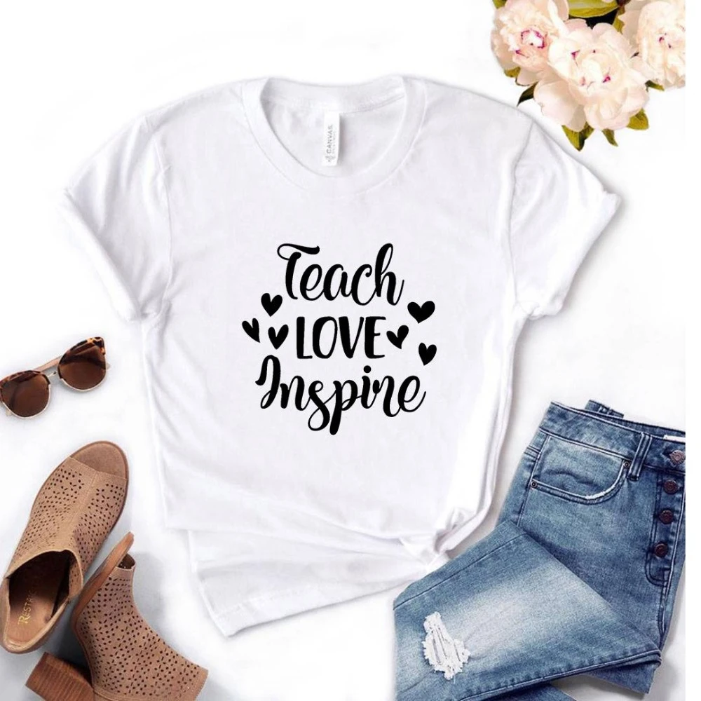 Женская хлопковая Футболка с принтом учить любовь Повседневная забавная