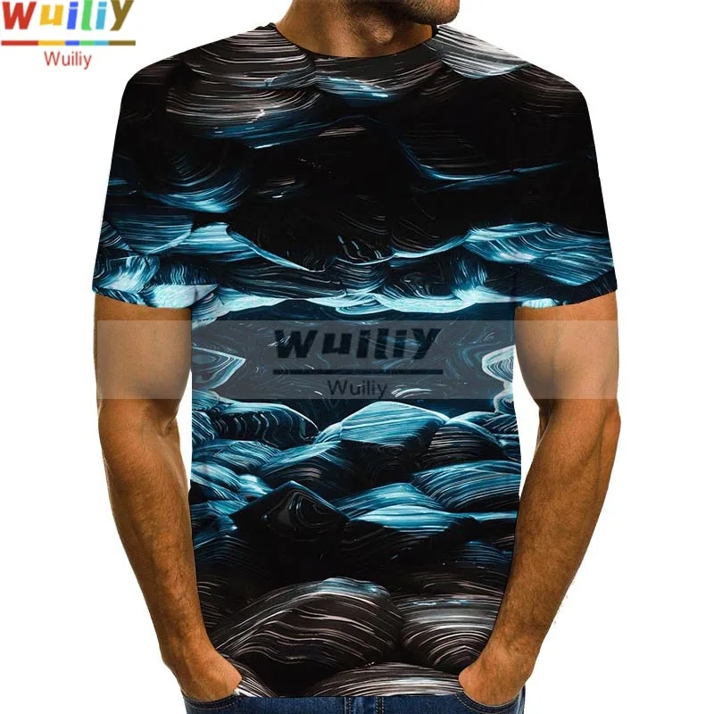 

Men's Graphic T Shirts 3D Print Shirt Daily Tees Abstract Pattern Tops Blue