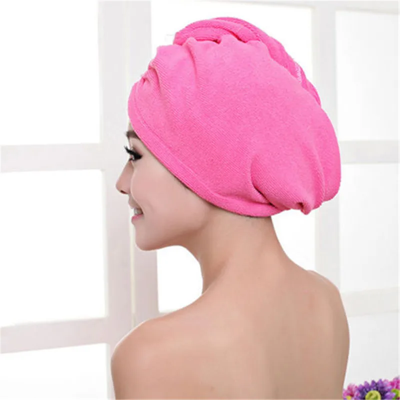 Полотенце для сушки волос однотонный тюрбан супервпитывающий дома и ванной