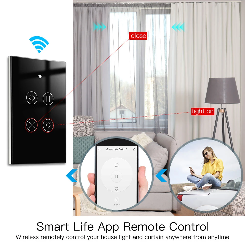 

Умный электрический двигатель, сенсорный переключатель для штор с роликовым затвором, Поддержка приложения Echo Голосовое управление, работ...