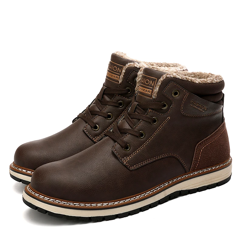 New Men Winter Fur Boots Footwear Snow Casual Shoes with Plush Keep Warm Cowboy Outdoor Comfortable Ankle | Обувь