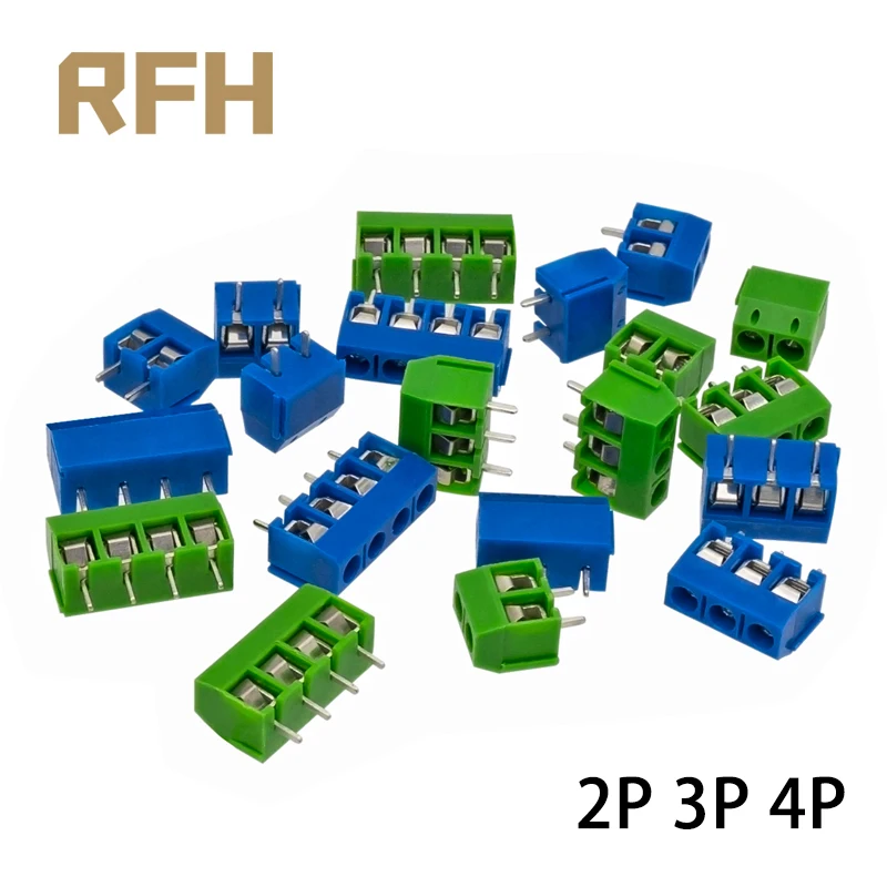 20 шт. KF301 шаг 5 0 мм прямой штифт 2P/3P/4P винт PCB Клеммная колодка соединитель синий
