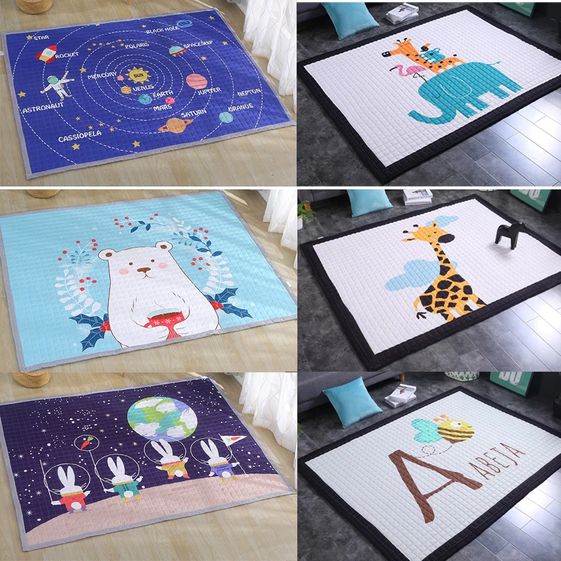 Мягкие хлопковые напольные коврики Мультяшные животные игровые для детей
