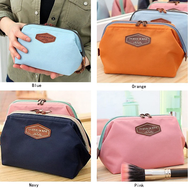 

30PCS/LOT New Fashion Women Cosmetic Bags Portable Girl Pouch Travel Makeup Bag Waterproof Pure Color Toiletry Bag