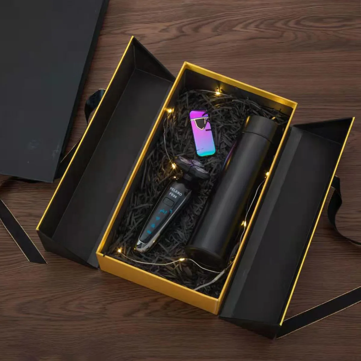 Набор мужских подарочных часов 4 шт. ремешок + кошелек термос бритва|Мужские