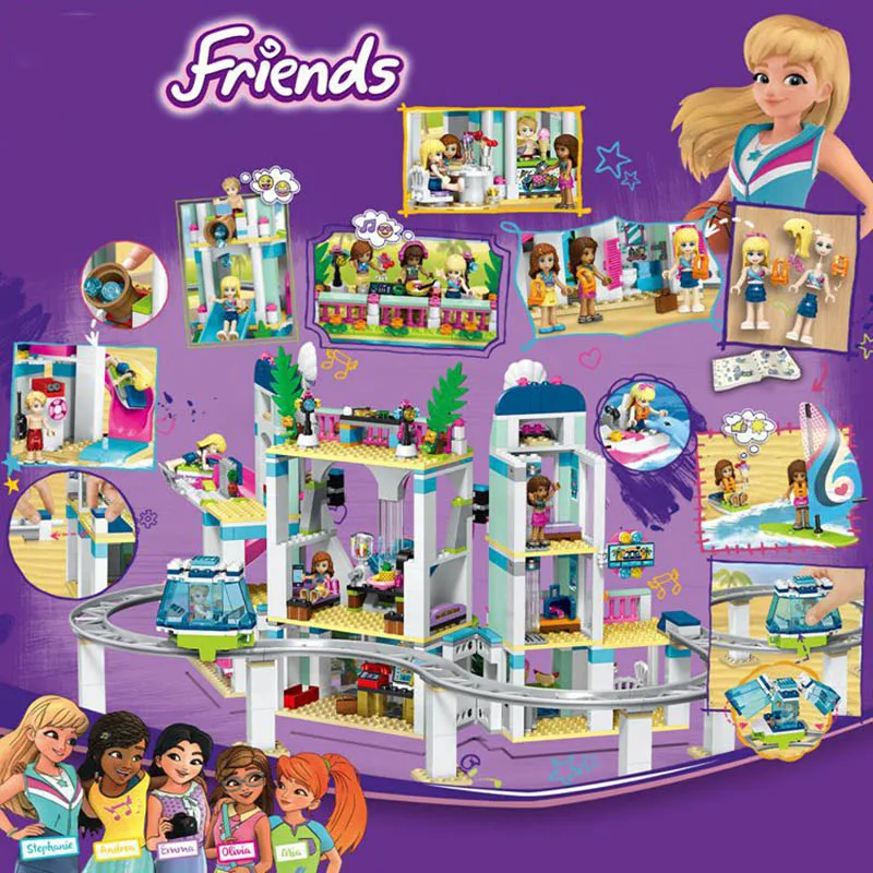 2021 друзья 1039 шт. конструктор сердце озеро город курорт модель Lepinblock Friends 41347