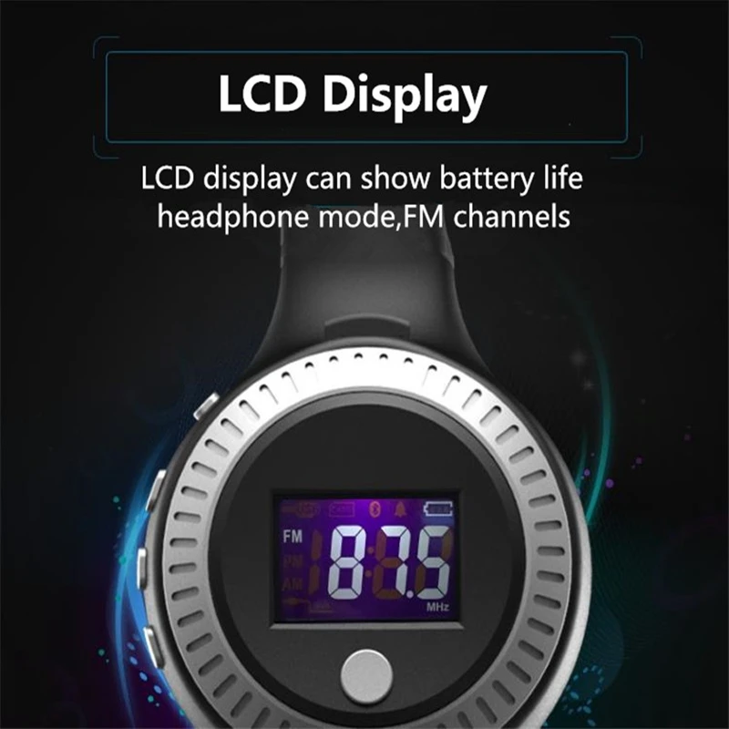 ЖК дисплей Дисплей Bluetooth Беспроводной наушники с микрофоном Hi Fi стерео шлем Шум