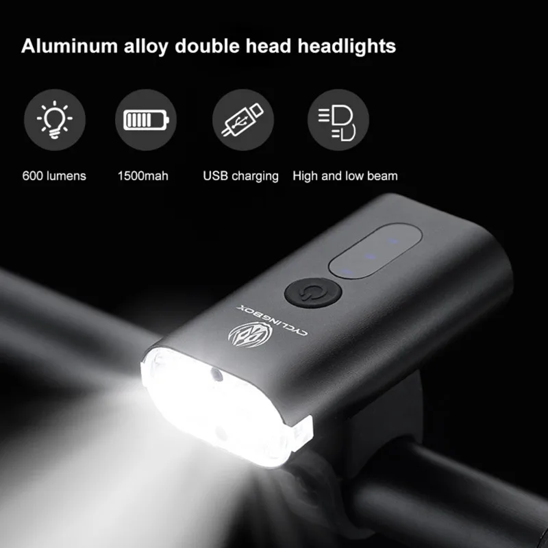 

1500mAh 600 Lumens LED Bicycle Light Rainproof USB Rechargeable Bicycle Flashlight Bicycle Accessories MTB Road Bike Headlight