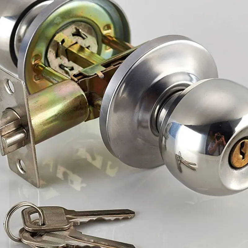 

Rotation Round Door Knob Handle Stainless Steel Entrance Passage Lock With Kep Set