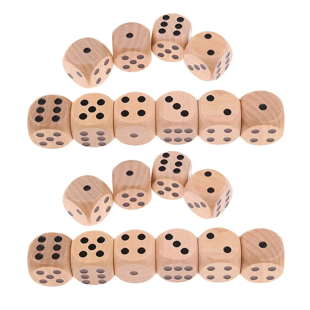 

10PCS 20mm Wooden Dice Point D6 Cubes Round Corner 6 Sided Bar Pub Club Party Kid Toys Board Games Dice for Adults