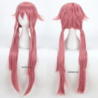 Парик для косплея Yuno Gasai, розовый прямой термостойкий парик из синтетических волос длиной 80 см с шапочкой