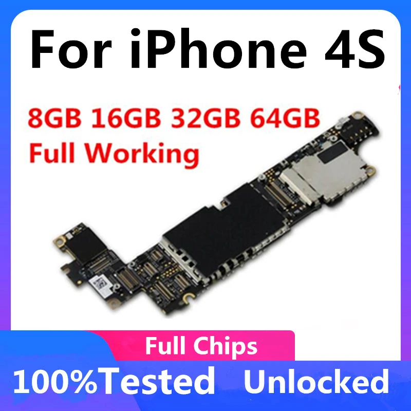 Factory Unlocked for iphone 4 4S Motherboard with IOS System Original unlocked 8GB /16GB /32GB Mainboard Full Chips | Мобильные