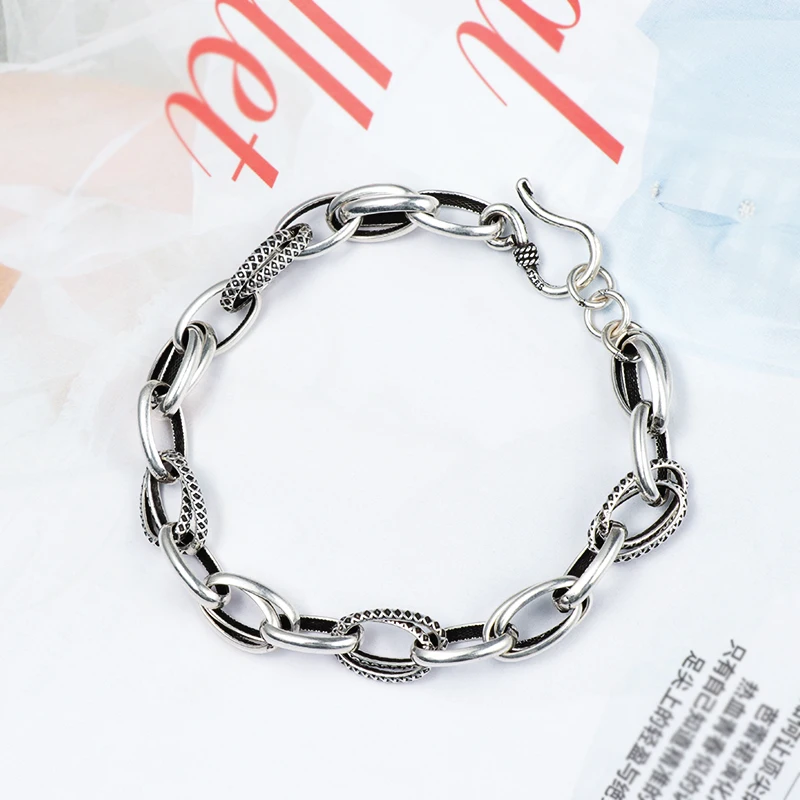 Kinel S925 silver bracelet jewelry Personality Female Creative Fashion European DIY Bracelet Accessories Tide brand Retro | Украшения и
