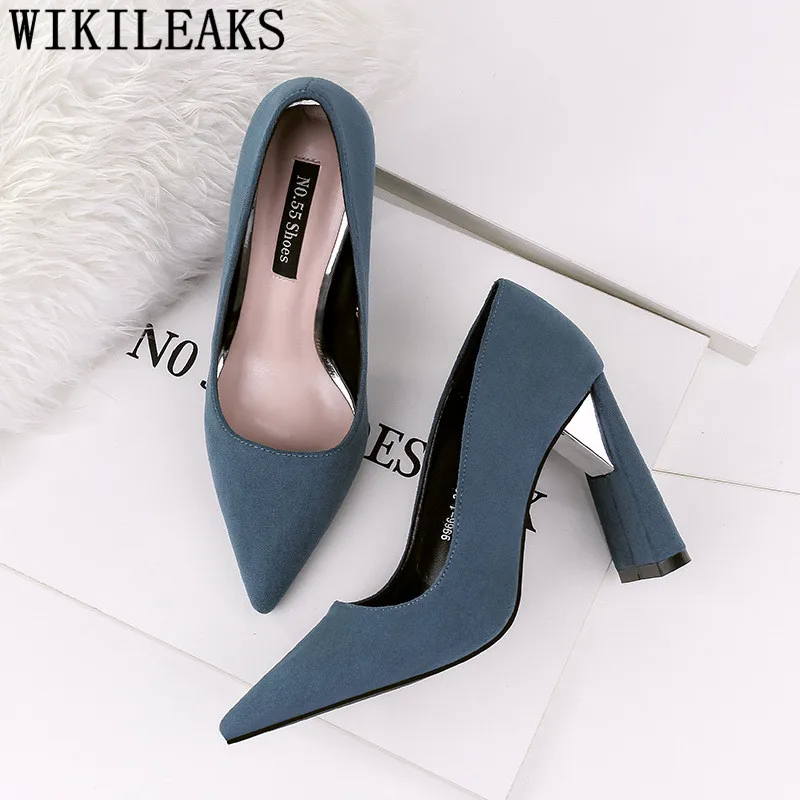 Дизайнерские свадебные туфли синие офисные Женская Классическая обувь на